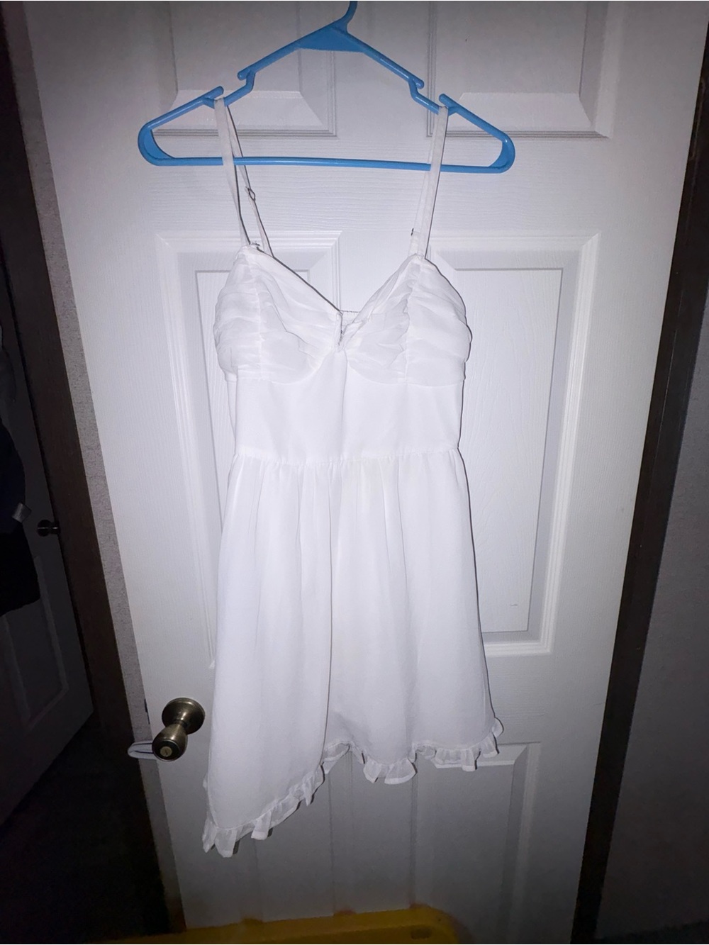 Hollister White Ruffled Bust Chemise with Adjustable Straps